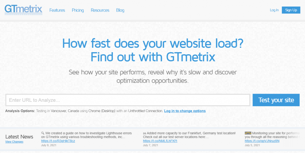 cara cek kecepatan website dengan gtmetrix